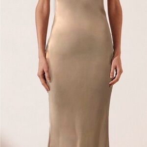 Shona Joy Mia Cowl Bias Gold Midi Dress